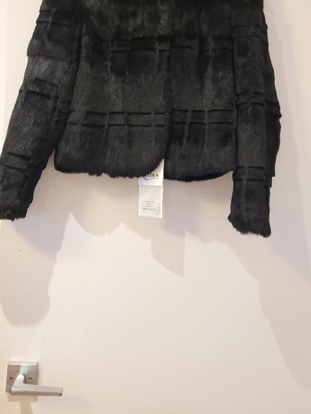 Real Rabbit Fur Cropped Jacket with Fox Fur Collar